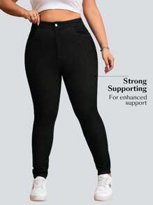 Flexra 大码女式休闲纯色高弹力针织修身紧身牛仔裤