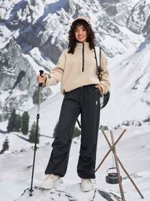 In My Nature Pantalones de senderismo para mujer con cintura con cordón y bolsillos inclinados, para otoño/invierno