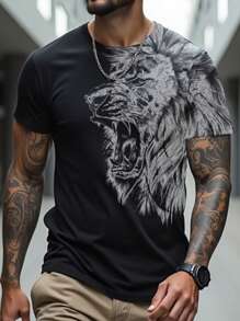 Manfinity LEGND Camiseta de manga corta casual de talla grande para hombre, simple y con estilo para el uso diario