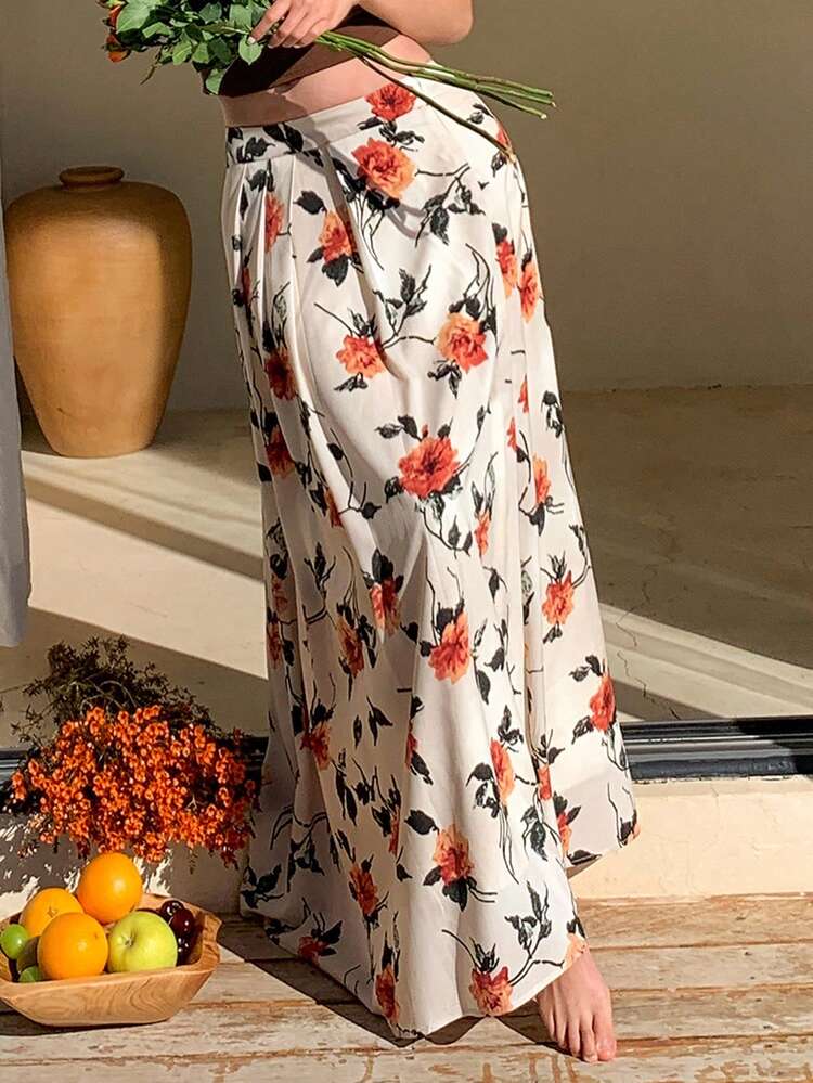 Women's Casual Minimalist Everyday Wear Skirt Floral Fall Skirts