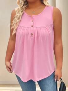 SHEIN LUNE Parte superior de punto informal con 3 botones de talla grande para Año Nuevo, color burdeos