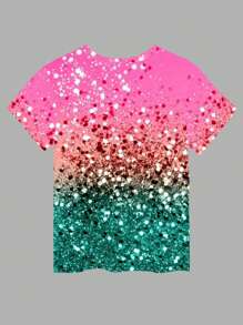 VaVaBold Camiseta de manga corta con decoración de lentejuelas para mujer, casual y para uso diario - Multicolor - Ver 2