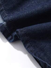 FRIFUL Damen Jeanshemd mit Krawattenausschnitt, verwaschen dunkelblau, Frühjahrs- und Herbstmode, Denim Jacke mit langen Ärmeln für Damen - Dunkle Waschung - Übersicht 8