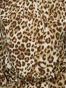 MISSGUIDED Elegant Leopard Print Romper Playsuit Short Jumpsuit With Long Sleeves Mock Neck Party Club Evening Special Occasion Spring Summer Fall - Multicolor - View 5