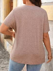 EMERY ROSE 3 件加大码舒适休闲基本款波浪船领短袖 T 恤，清凉舒缓，优雅晚装女式 T 恤 - 彩色 - 查看 2