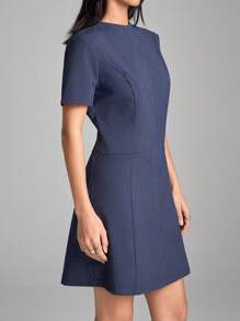 LYSMO 休闲条纹短袖收腰中长连衣裙