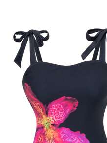 Swim Oasis 女士夏季海滩度假花卉印花连体泳衣（带罩衫） - 彩色 - 查看 3