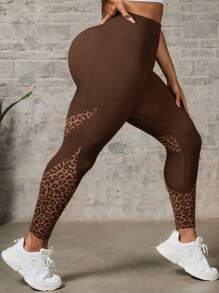 Easithlete Women's Plus Size Seamless Side Rhombus Pattern Sports Leggings - Multicolor - View 3