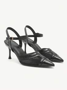 CUCCOO CHICEST Modische spitz zulaufende, Cut Out, atmungsaktive High-Heel-Sandalen für Frauen, schwarz