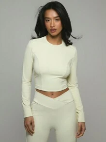 Musera Sport Long Sleeved Seam Detail Top, Padel, Tennis, Pickleball Gym Fitness