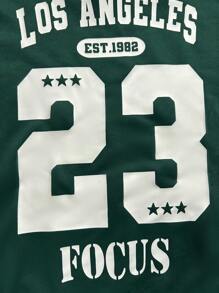 SHEIN Sudadera con capucha informal de ajuste holgado con estampado gráfico para niños preadolescentes