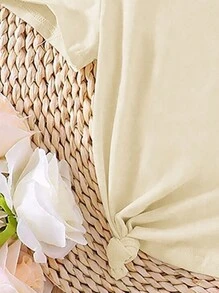 SHEIN Playful Pals Baby Girl Casual Comfortable Letter Slogan & Flower Print Short Sleeve Round Neck T-Shirt, Spring/Summer