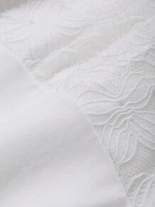 DAZY 浪漫花卉刺绣面料拼布深V领无袖修身长睡袍睡衣