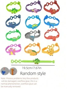 SHEIN 12 PZS Pulsera de silicona con diseño de dinosaurio, perfecta para fiestas con tema de dinosaurios, decoraciones de fiesta de cumpleaños, regalos de fiesta