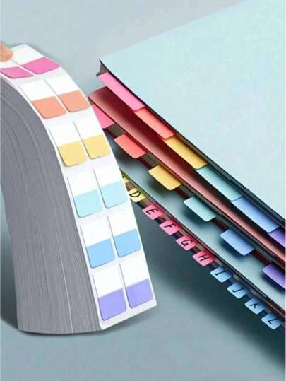 10 vellen, 120 stuks eenvoudige fluorescerende kleur beschrijfbare, semi-transparante, multifunctionele index- en classificatiestickers