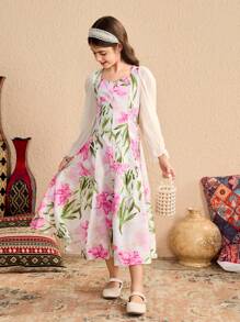 Tween Girls Casual Simple Fashion Daily Wear Dress - Multicolor - View 6