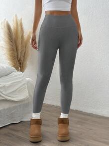 Pantalones leggings deportivos casuales de unicolor para niñas preadolescentes