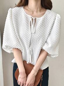 FRIFUL Women's Loose Lace Trim Sheer Open Front Shirt - White - View 4