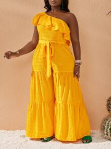 Slaydiva Mono con volantes y textura talla grande - Amarillo - Ver 4