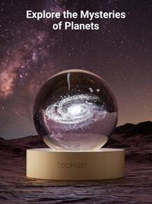 Teckwe 3D Crystal Ball Night Light Series, Galaxy, Moon, Solar System, Saturn - Desk Decor, LED Night Light Space Theme Crystal Night Light, Suitable For Bedroom,  Study, Room Decor, Back To School Gifts