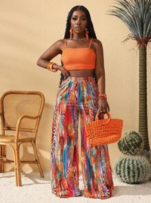 Slaydiva 女士百搭休闲豹纹裤，适合音乐节、复活节、纳什维尔西部、游牧风格、生日派对、毕业典礼、日常穿着、度假、邮轮旅行、海滩、日光浴、春夏季 - 彩色 - 查看 9