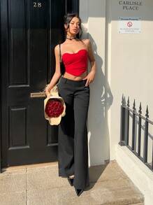 Aloruh Tops tipo corsé para mujeres, tops cortos elegantes y de moda, románticos, para chicas jóvenes con diseño de corazón, ideales para festivales de música, conciertos de country, vacaciones, estilo Y2K, tops sexy color rojo para el Día de San Valentín, top tubo sexy de unicolor con corsé