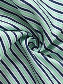 SHEIN Young Boy Striped Woven Patchwork Dark Blue Shirt