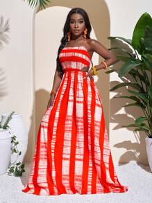 Slaydiva Women's Backless A-Line Waist Vacation Dress - Orange - View 6