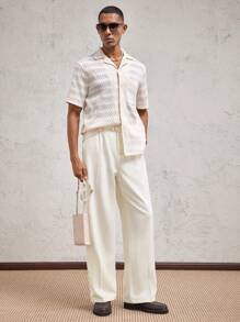 AKNOTIC Party Men's Loose Woven Casual Straight Leg Long Pants, Suitable For Everyday Wear - Apricot - View 2