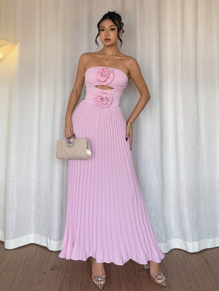 Islaluna Solid Color Strapless Minimalistic Casual Everyday Dress ...