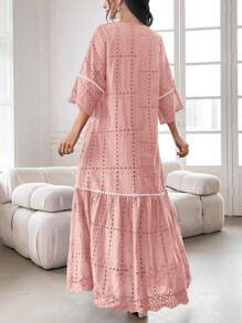 Al Najma 1 Pc Women's Casual Simple Arabian Style Dress, Suitable For Daily Wear - Pink - View 2
