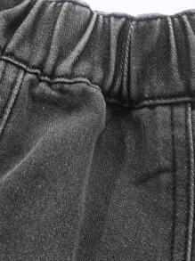 FRIFUL 女士灰色牛仔高腰鱼尾裙，春夏牛仔裙 - 黑色 - 查看 5