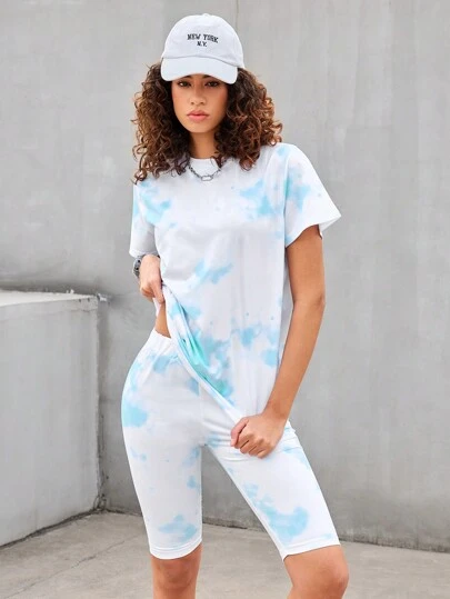 SHEIN Sports 拼色拼接插肩袖短款运动 T 恤健身背心