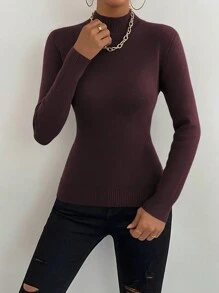 Chiquease Dames effen kleur thermisch gevoerde lange mouwen casual trui, herfst/winter