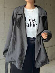 FRIFUL 女士纯色长袖宽松休闲常规夹克，秋季女装