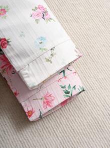 SHEIN 2pcs/Set Cute&Elegant Baby Girls Casual Allover Print Long Sleeve Jumpsuit Home Lounge Set - Baby Pink - View 6