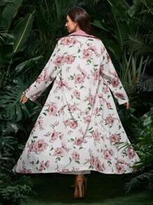 Al Najma Bata abaya de manga larga con estampado floral suelto para mujer