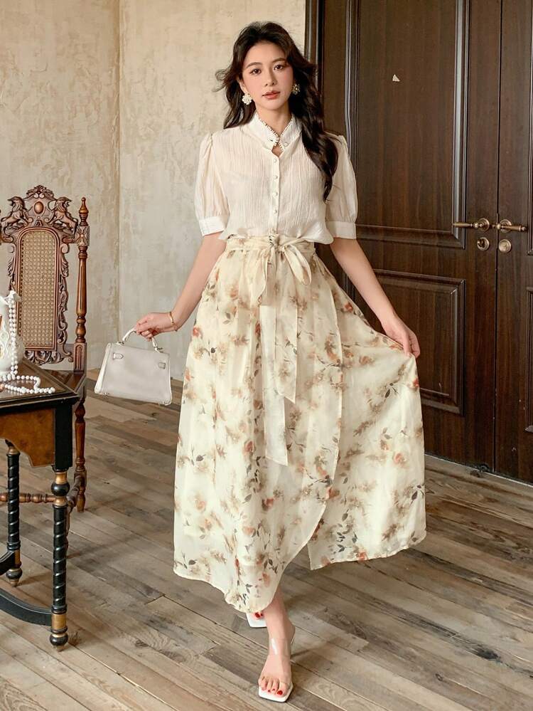 Women Ditsy Floral A-Line Skirt, Casual And Stylish For Daily Wear Fall Skirts