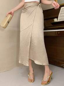 DAZY Solid Color Criss-Cross Backless Skirt For Women