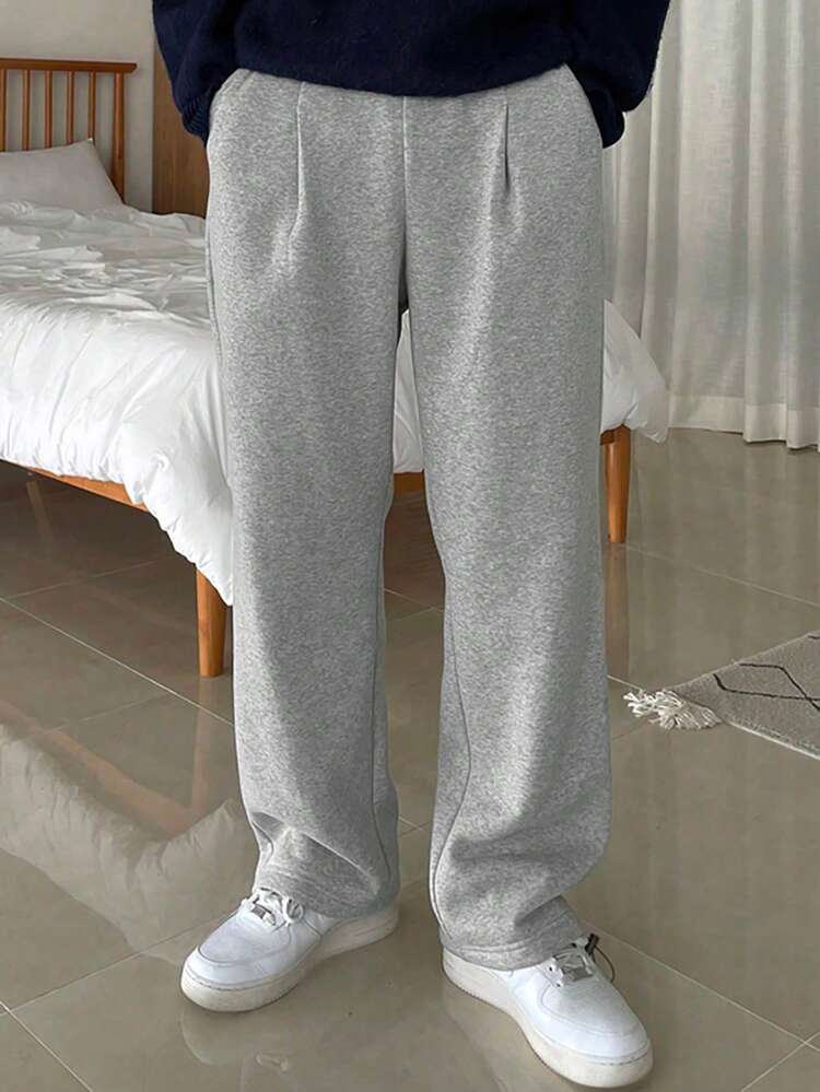 Men's Solid Gray Sweatpants, Autumn/Winter Men Joggers