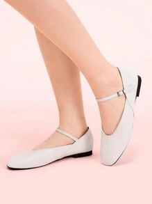 CUCCOO DOLLMOD 象牙色圆头软底芭蕾平底鞋，带一脚蹬，舒适一脚蹬休闲乐福鞋，适合女士 - 米色 - 查看 3