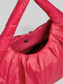 Ontre 女士纯色简约红色单肩包，休闲日常收纳手提包