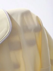 DAZY Conjunto de pijama suelto con diseño de bloques de color de satén