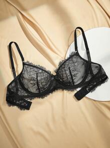 Charlaine تنورة نسائية من الدانتيل والشبك تنورة شفافة - الأسود - مشاهدة 3