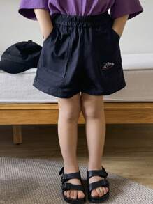 DAZY Young Boys Graphic Printed Shorts With Pockets - Navy Blue - View 6