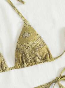 SHEIN Swim 2pcs/Set Floral & Leopard Print Sexy Bandage Bikini Swimwear For Women, For Summer Beach Vacation