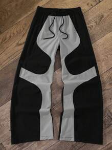 Manfinity EMRG Men's Colorblock Drawstring Waist Wide Leg Casual Pants