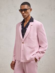 AKNOTIC Business Casual Áo khoác blazer nam dệt may vừa vặn, phù hợp mặc hàng ngày, quà tặng tốt nghiệp, cho mùa thu đông - Hồng - Xem 4