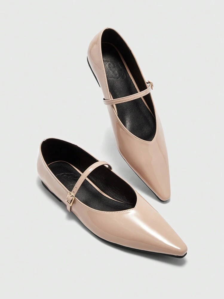 CUCCOO BIZCHIC Women's Comfortable Fashion Glossy Pink Pointed Toe Flats Spring Break Easter