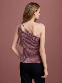 MOTF PREMIUM TOP Z ŁAŃCUSZKIEM NA JEDNYM RAMIENIU - Brudny różowy - Zobacz 3